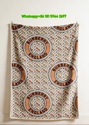 Burberry Circular Monogram TB Flannel Sofa Throw Blanket B005